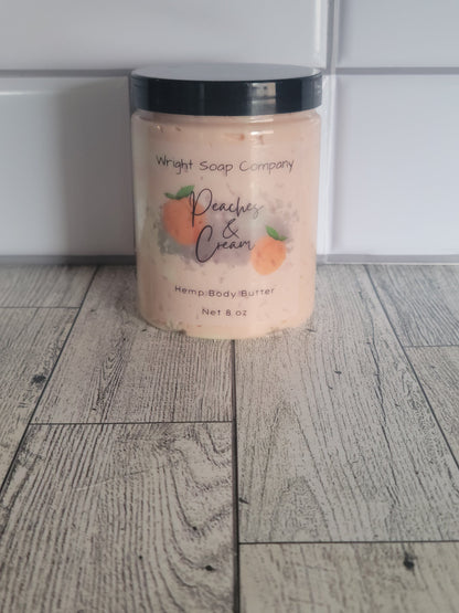 Peaches & Cream Hemp Body Butter, Gift for Her, Dry Skin, Soothing Moisture Cream Coconut Free