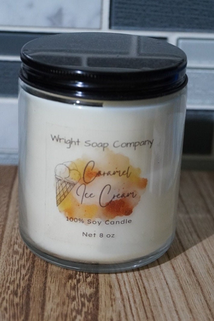 Caramel Ice Cream Candle** 100% Soy Wax** Hand poured** gift**self care