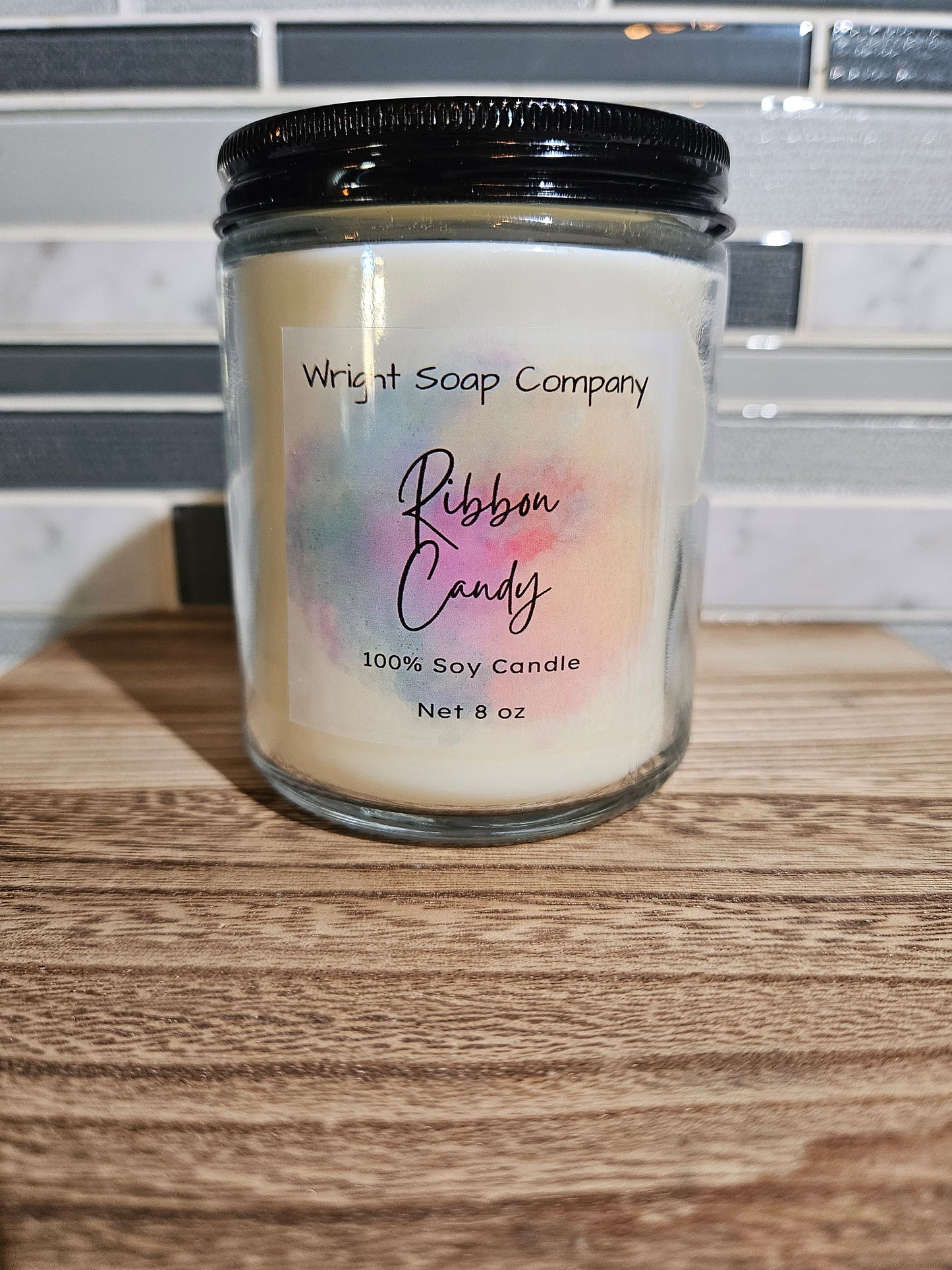 Ribbon Candy Candle 100% Soy Wax Hand poured