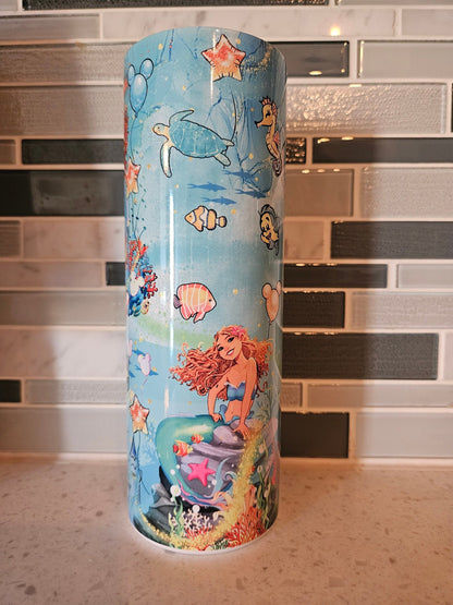 Mermaid***Flounder**Sea Witch**20 oz Skinny tumbler** cold and hot drink**