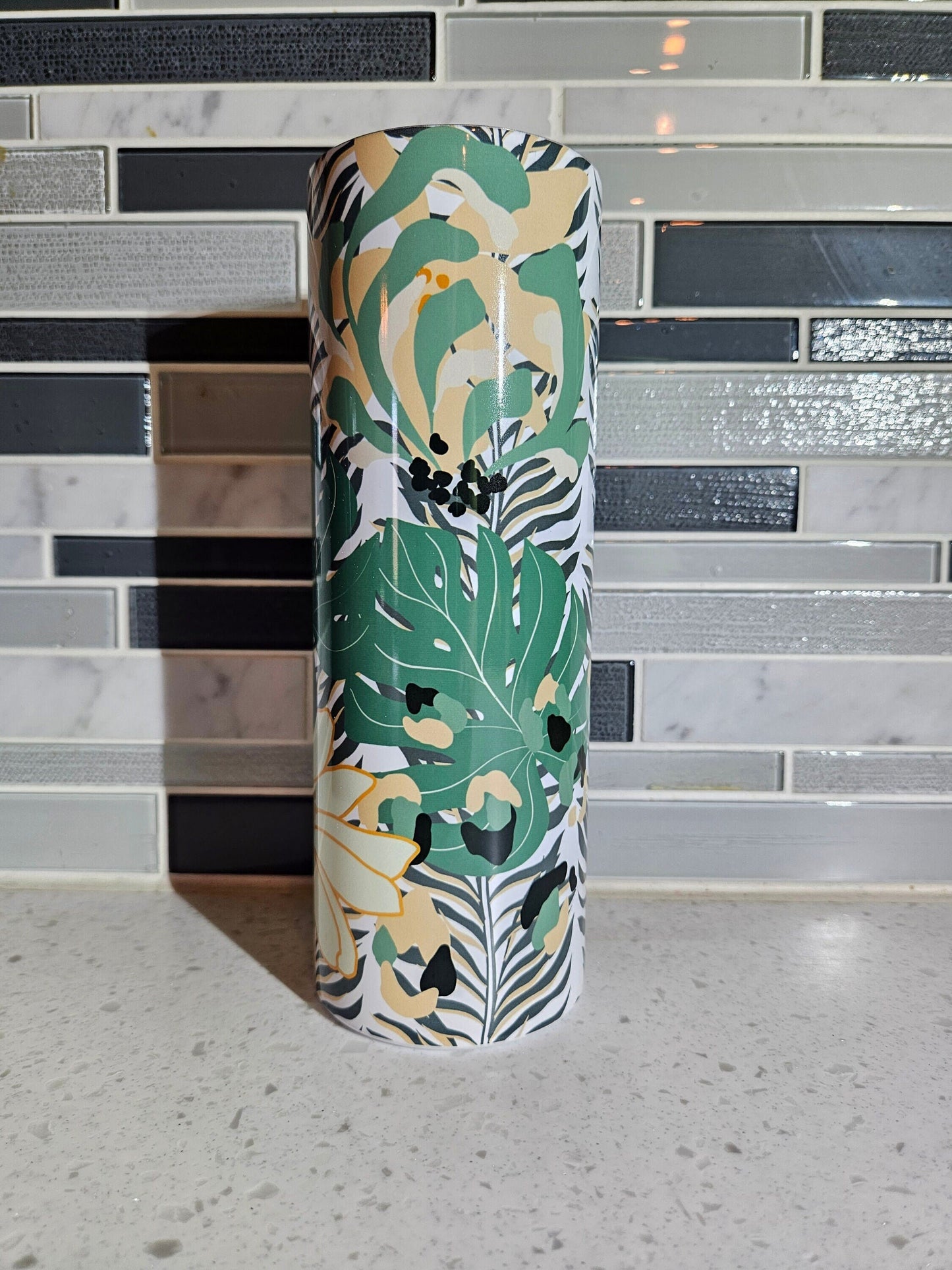 Monstera leaves**floral**20oz Skinny Tumbler**