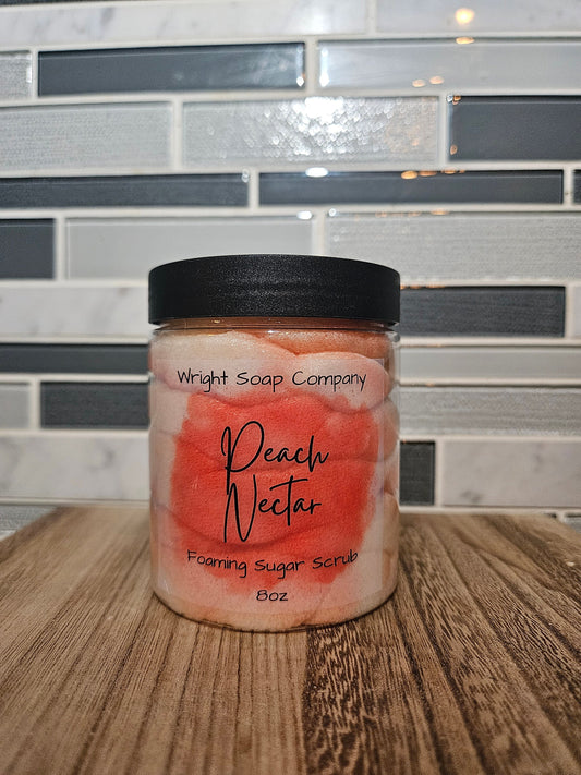 Peach Nectar Whipped Foaming Sugar Scrub, Foaming, Soap, Hemp Skin Care, Self Care