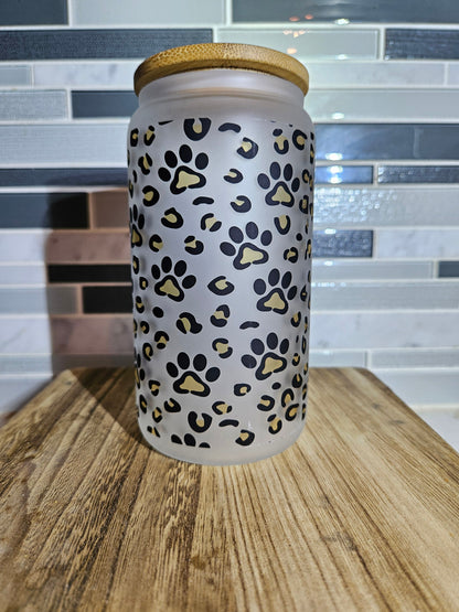 16 oz Frosted Dog mom**Pet mom**Cheetah print**Beer Glass*** Bambo** Coffee Cup**