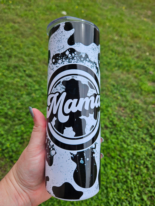 Mama *Cow Print* 20 oz Skinny Tumbler**