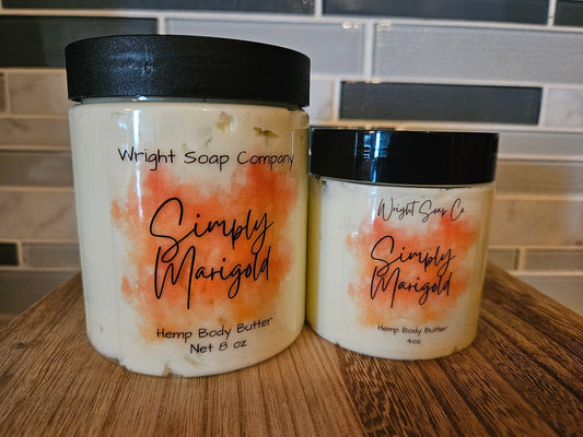 Simply Marigold Hemp Body Butter- Melon-Marigold-Amber-Coconut scent-Self Care-Lotion-Spa