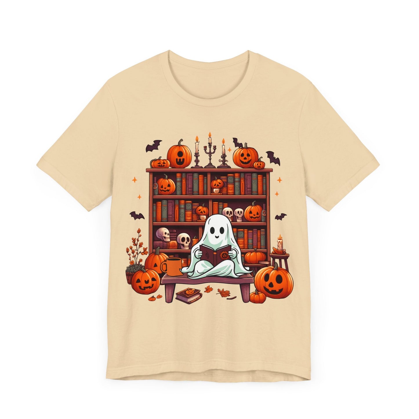 Halloween, Books, Ghost, reading, Booktorvert, Smut, book worm, Unisex Jersey Short Sleeve Tee