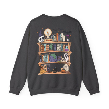 Ghost Reader, Book Ghost, Booktrovert, Book worm, Halloween, Fall, Scary, Horror Unisex Heavy Blend™ Crewneck Sweatshirt