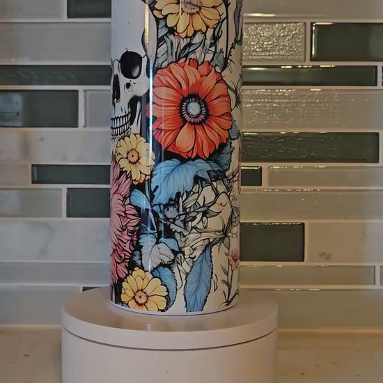 Skull and flowers 20 oz tumbler Floral Skull Boho