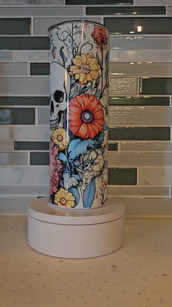 Skull and flowers 20 oz tumbler Floral Skull Boho