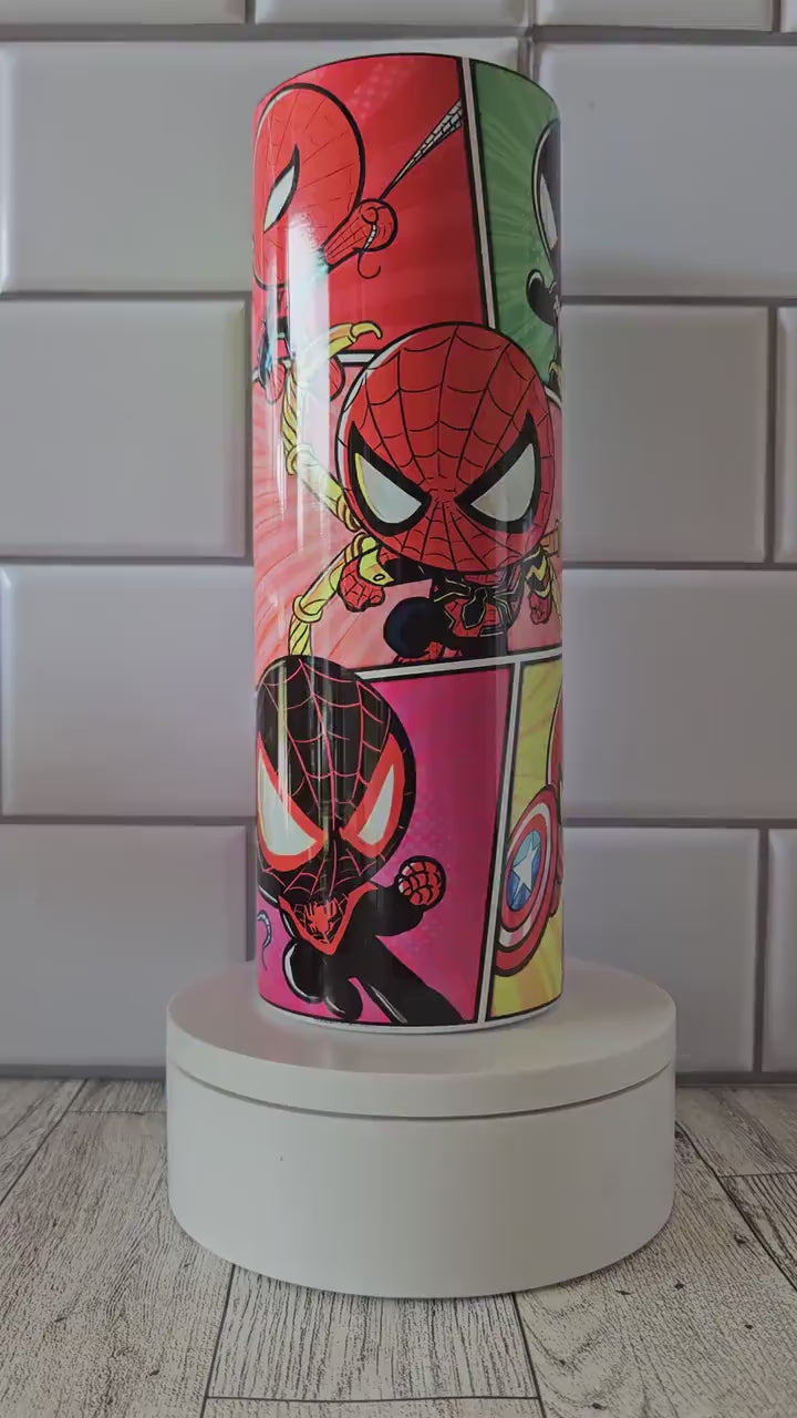 Superhero**comic** Friendly Neighborhood**spider**20 oz Skinny tumbler** cold and hot drink**