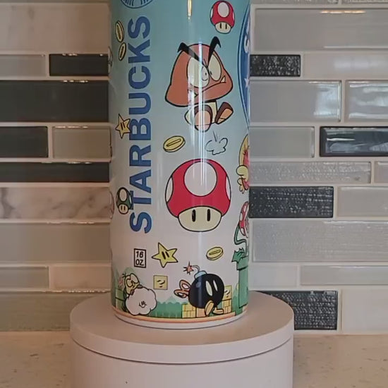 Gamer**peach**plumbers** super**starbucks**20oz**Tumbler**