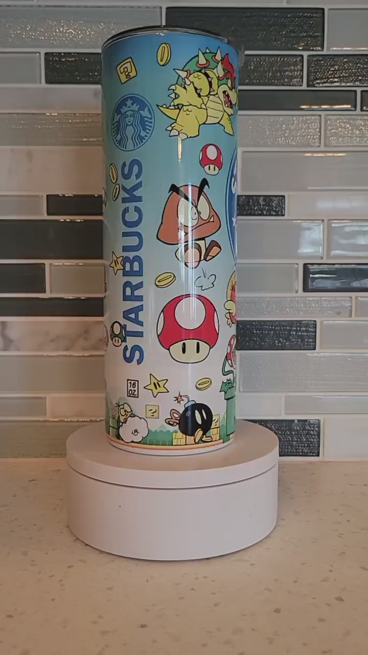 Gamer**peach**plumbers** super**starbucks**20oz**Tumbler**