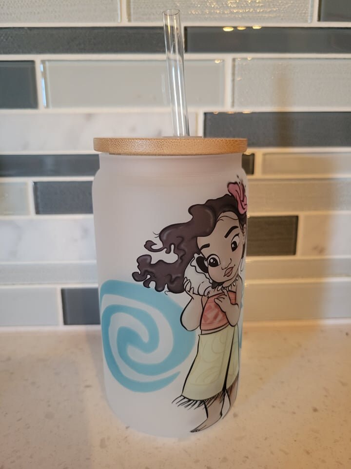 16 oz frosted cup glass**Ocean princess**shell**cold cup**reusable cup** cup with lid and straw**Beer cup*