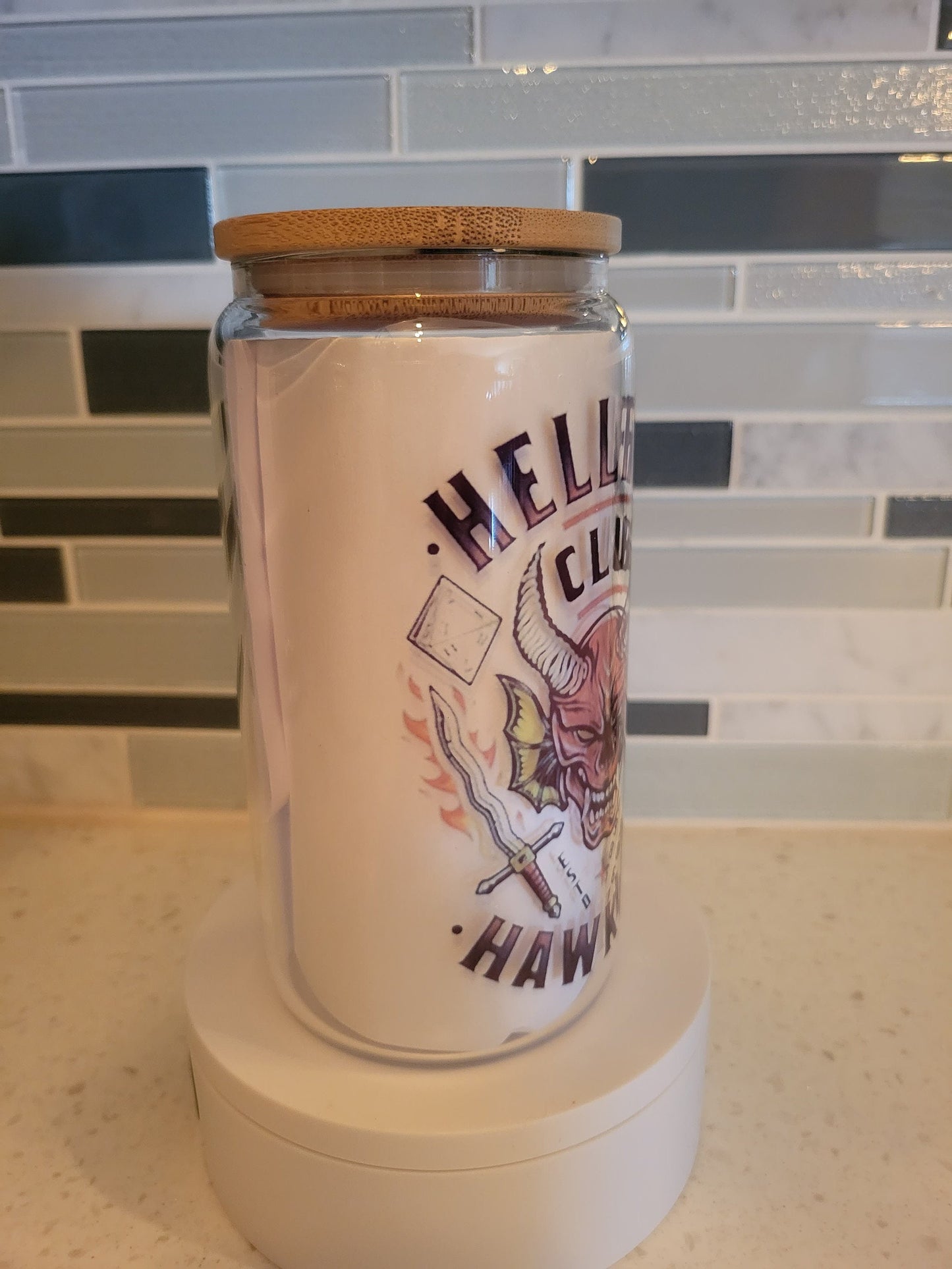 16 oz Hell Fire Club frosted cup glass**Hawkins***Stranger Things**cold cup**reusable cup** cup with lid and straw**Beer cup*