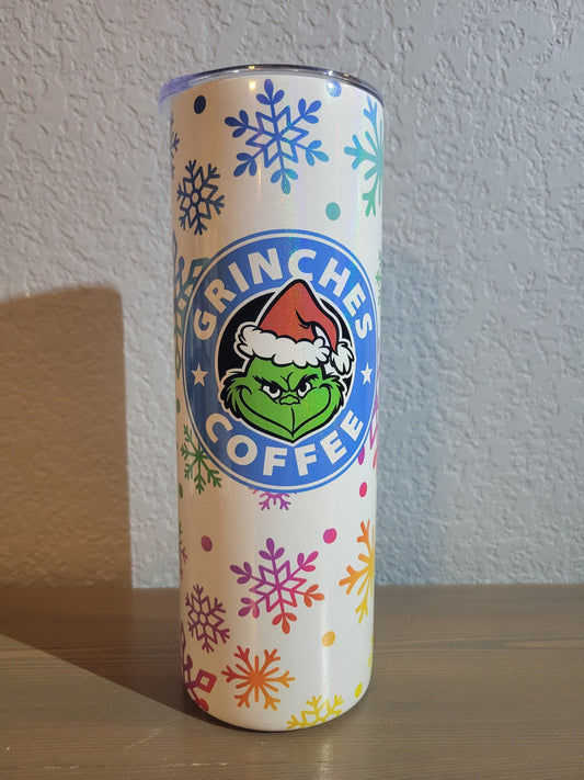 Grinch**Stole**Christimas**Grinchmas**coffee**Grinches**Holographic**Shimmer**Glitter**20oz tumbler**hot drink**cold drink