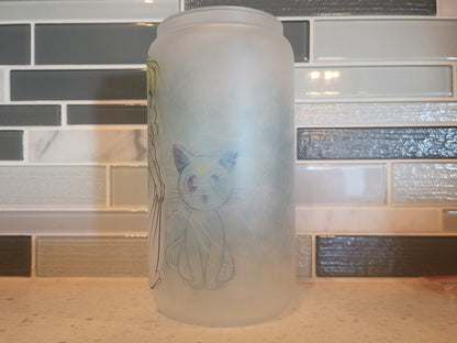 16 oz frosted cup **Sailor**Moon**anime**cartoon**cold cup**reusable cup** cup with lid and straw**Beer cup**