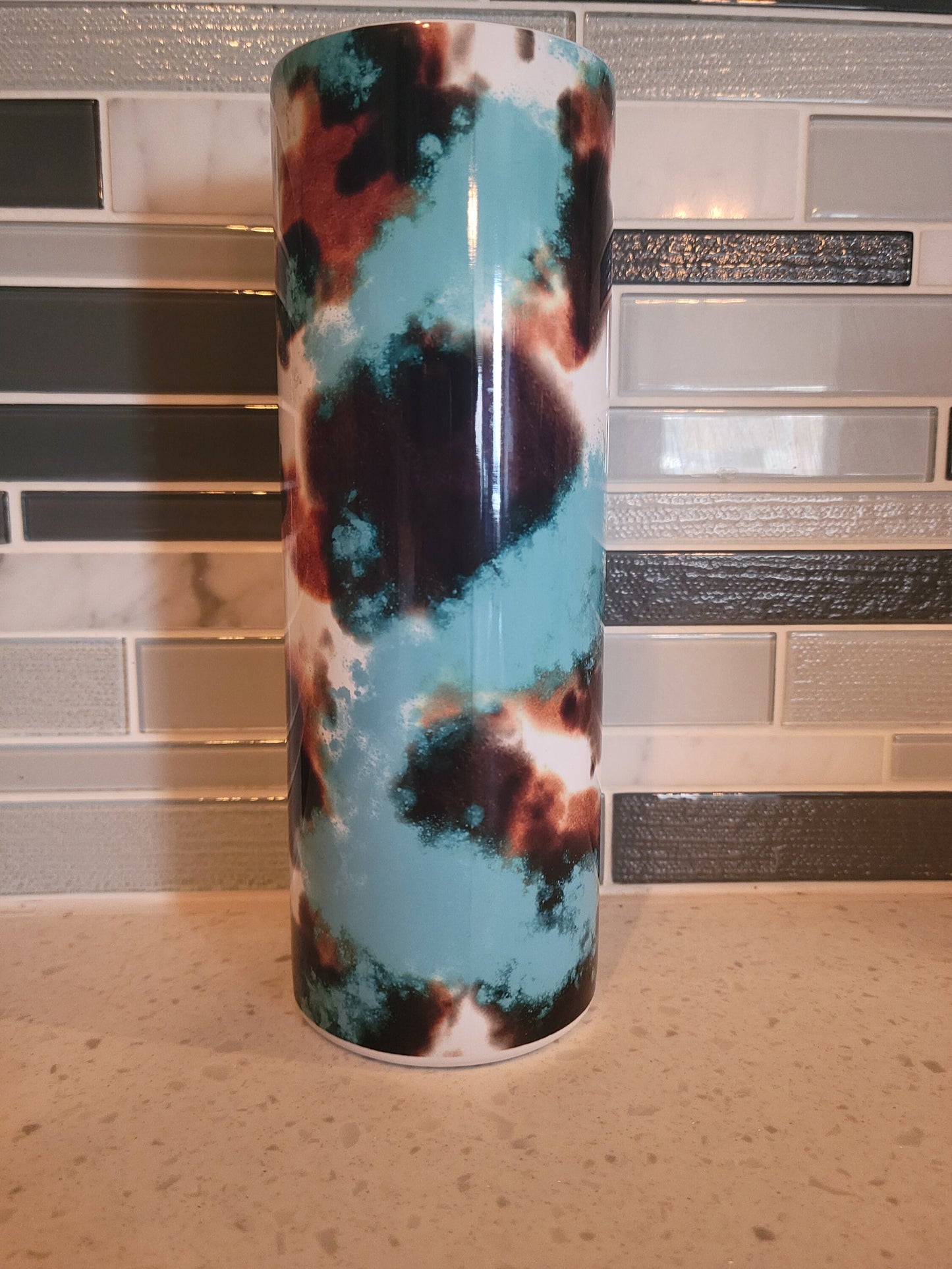 Should have come with a warning***attitude**cowhide**turquoise**20oz**Tumbler**