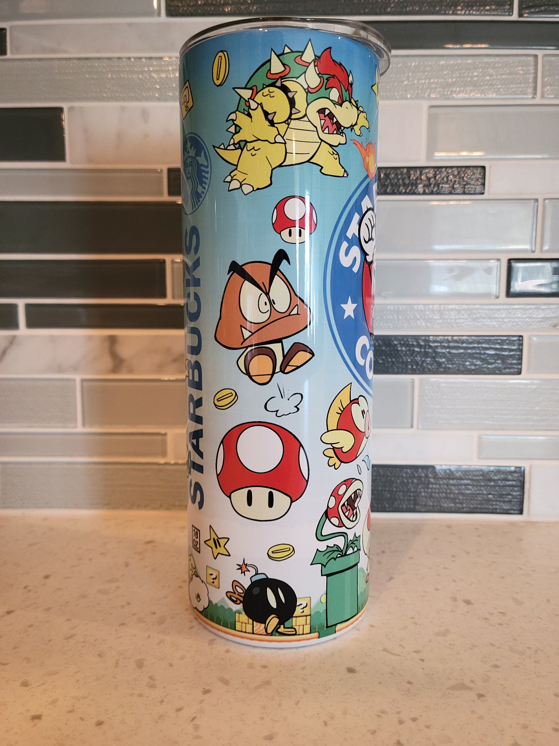 Gamer**peach**plumbers** super**starbucks**20oz**Tumbler**