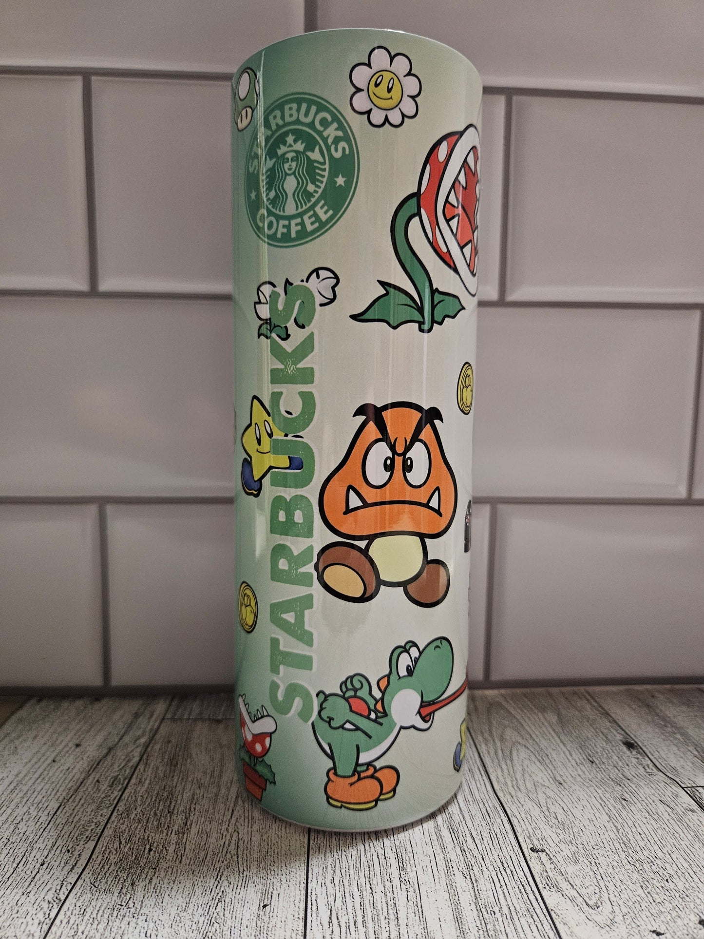 Gamer**peach**plumbers**yoshi**super**starbucks**20oz**Tumbler**