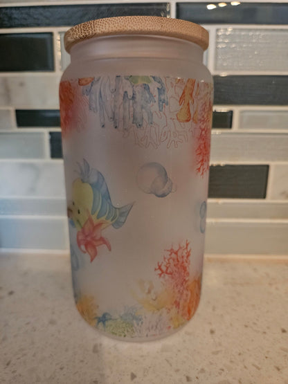 16 oz frosted cup glass**Mermaid**cold cup**reusable cup** cup with lid and straw**Beer cup*