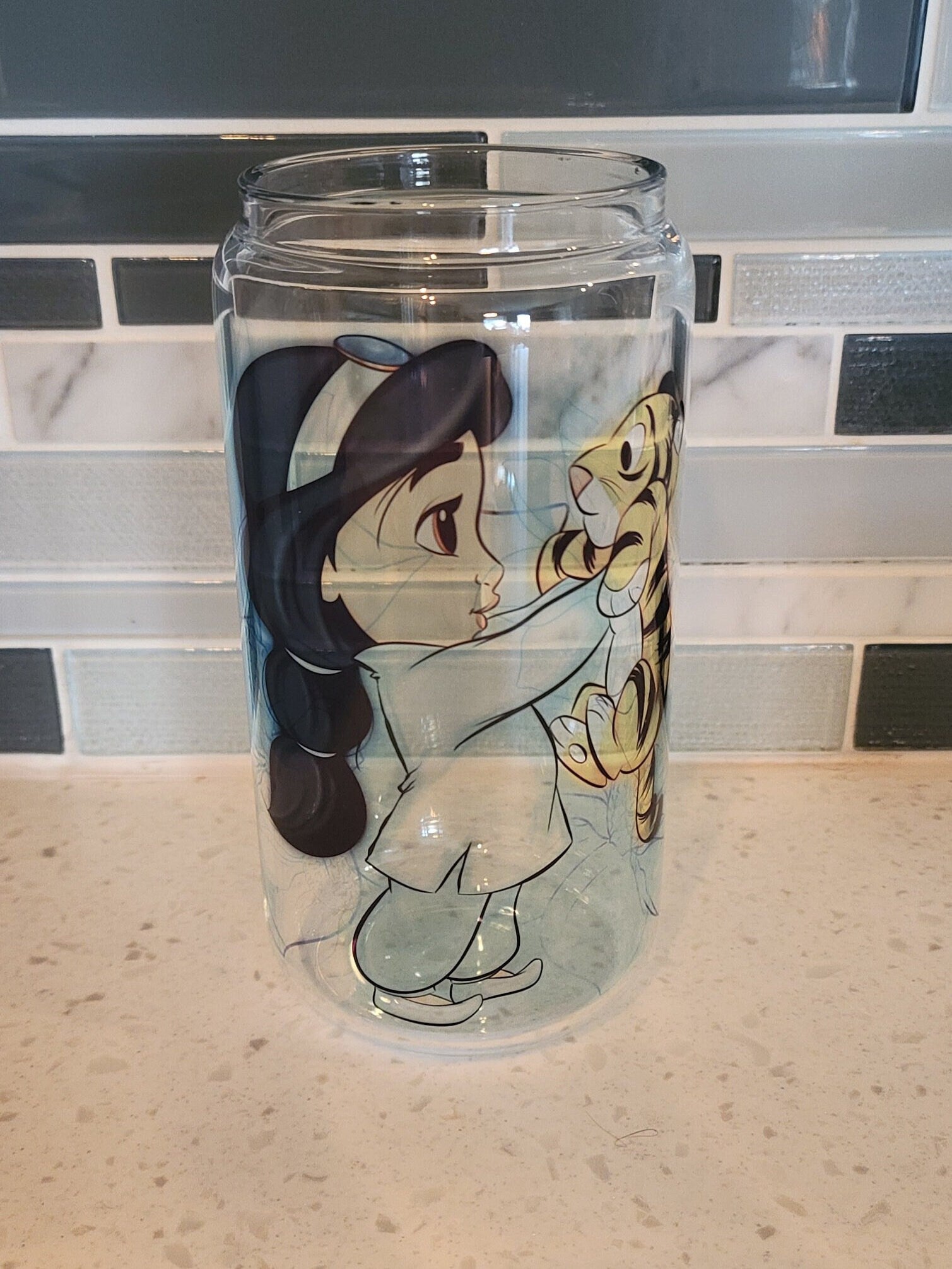 16 oz frosted cup glass***princess**cartoon**cold cup**reusable cup** cup with lid and straw**Beer cup**