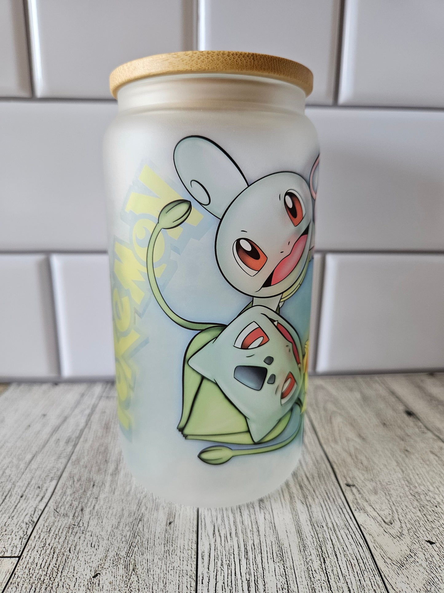 16 oz frosted cup **Pokemon**pikachu**charmander**squritle**balbasaur**cartoon**cold cup**reusable cup** cup with lid and straw**Beer cup**