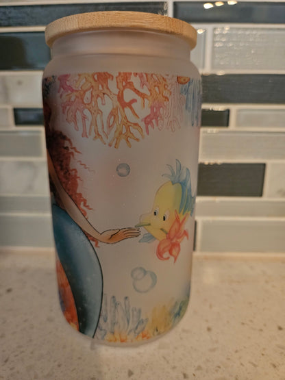 16 oz frosted cup glass**Mermaid**cold cup**reusable cup** cup with lid and straw**Beer cup*