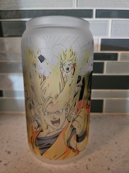 16 oz frosted cup **Anime **Dragonball**Z**cold cup**reusable cup** cup with lid and straw**Beer cup**