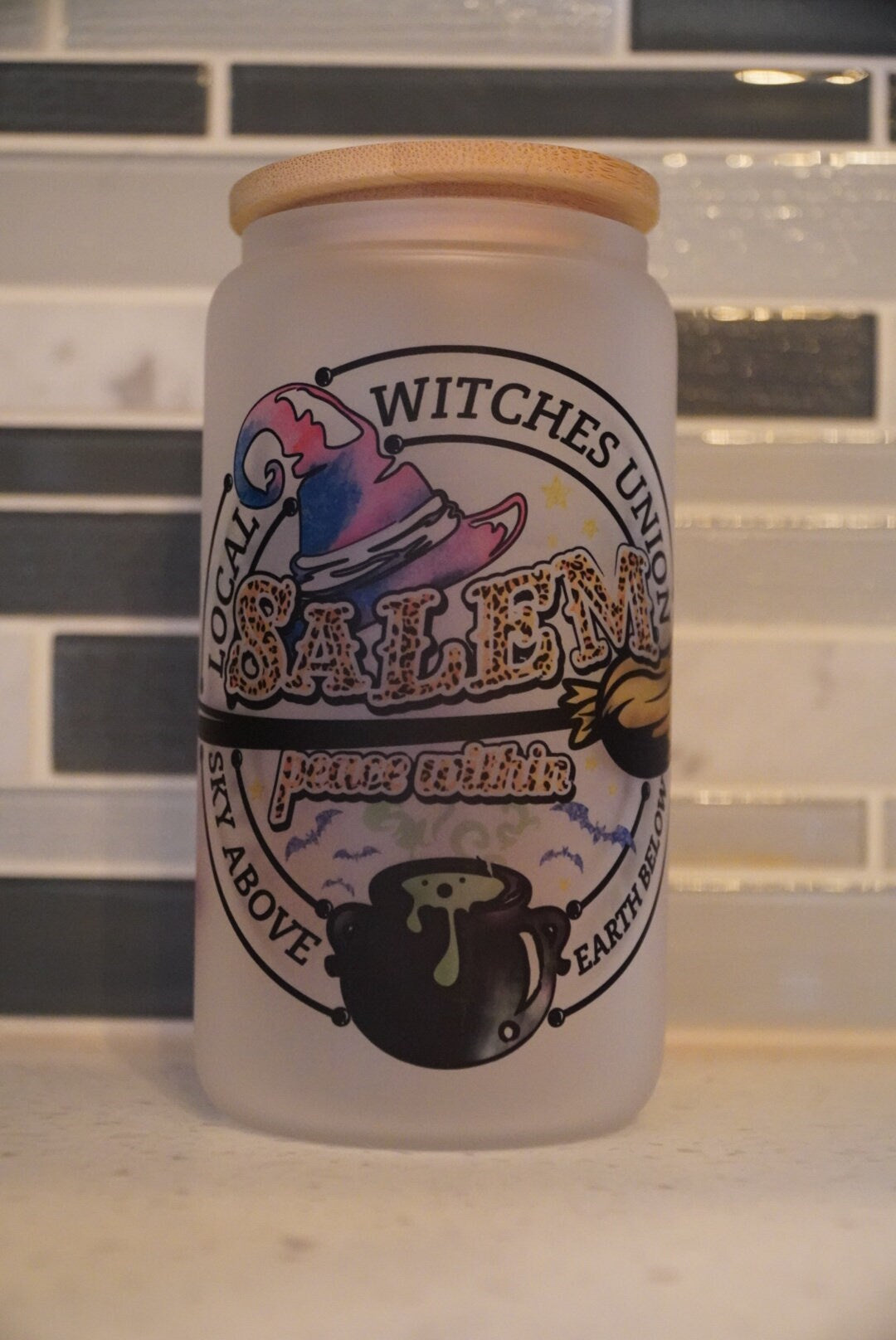 Witch**Salem Brewing**spooky**witchy vibes** coffee**16 oz beer glass