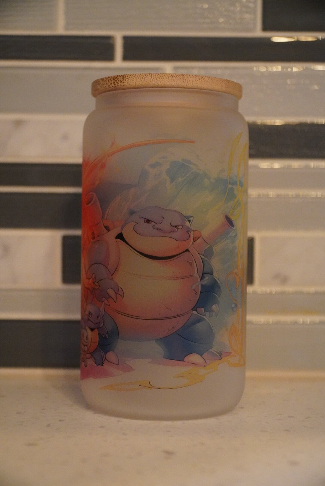 16 oz frosted cup **Pokemon**pikachu**charmander**squritle**balbasaur**cartoon**cold cup**reusable cup** cup with lid and straw**Beer cup**