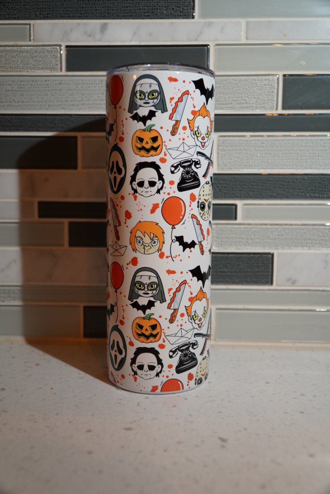 Friends**Ghostface**Jason** Michael Meyers**Pennywise**IT**Chucky**Horror**20 oz Tumbler