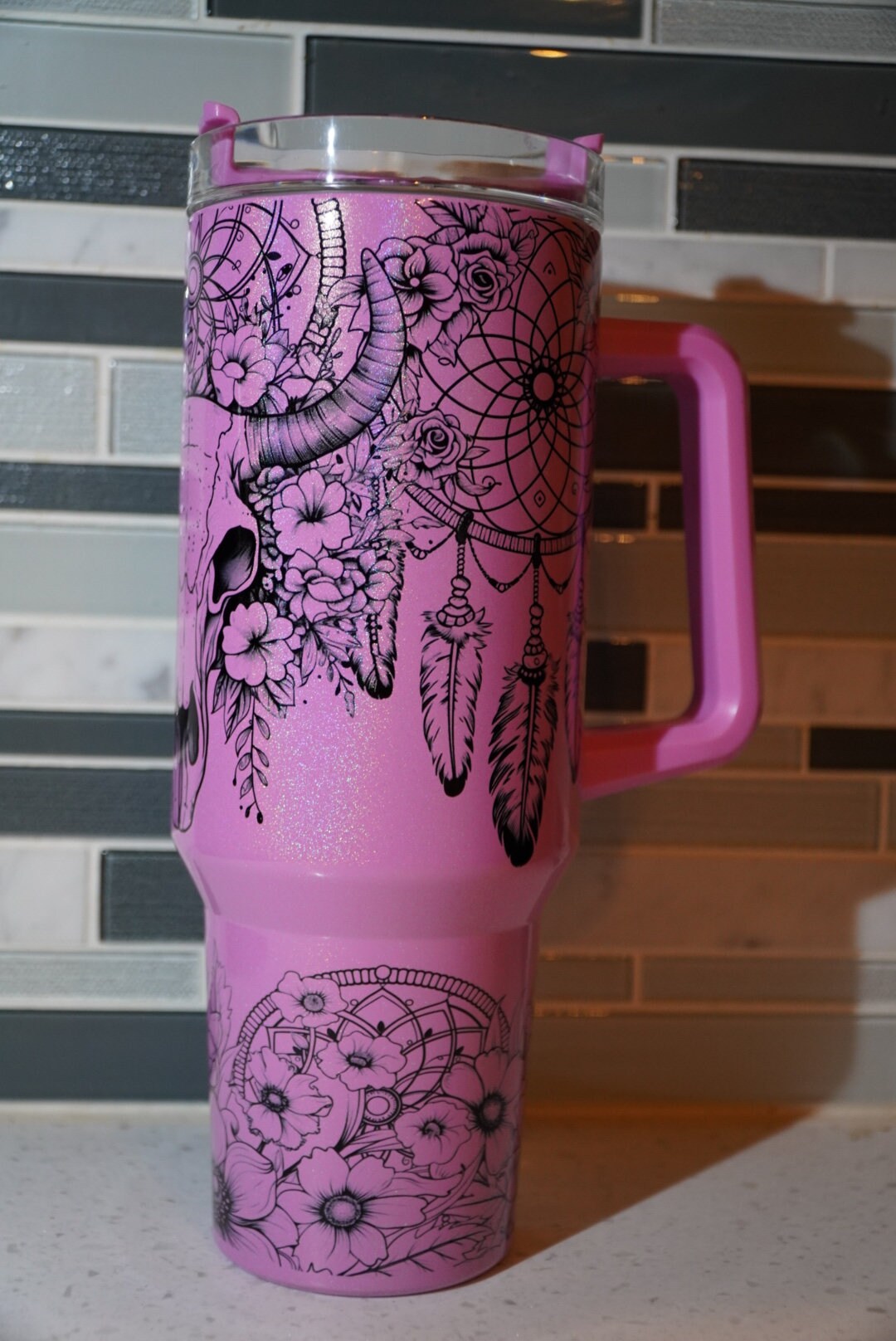 Country**Western**Boho**cow**dreamcatchers**floral**flowers**purple**40 oz Tumbler