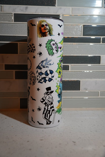 BeetleJuice**It's Showtime**Never Trust the Living***Black and White**20 oz tumbler