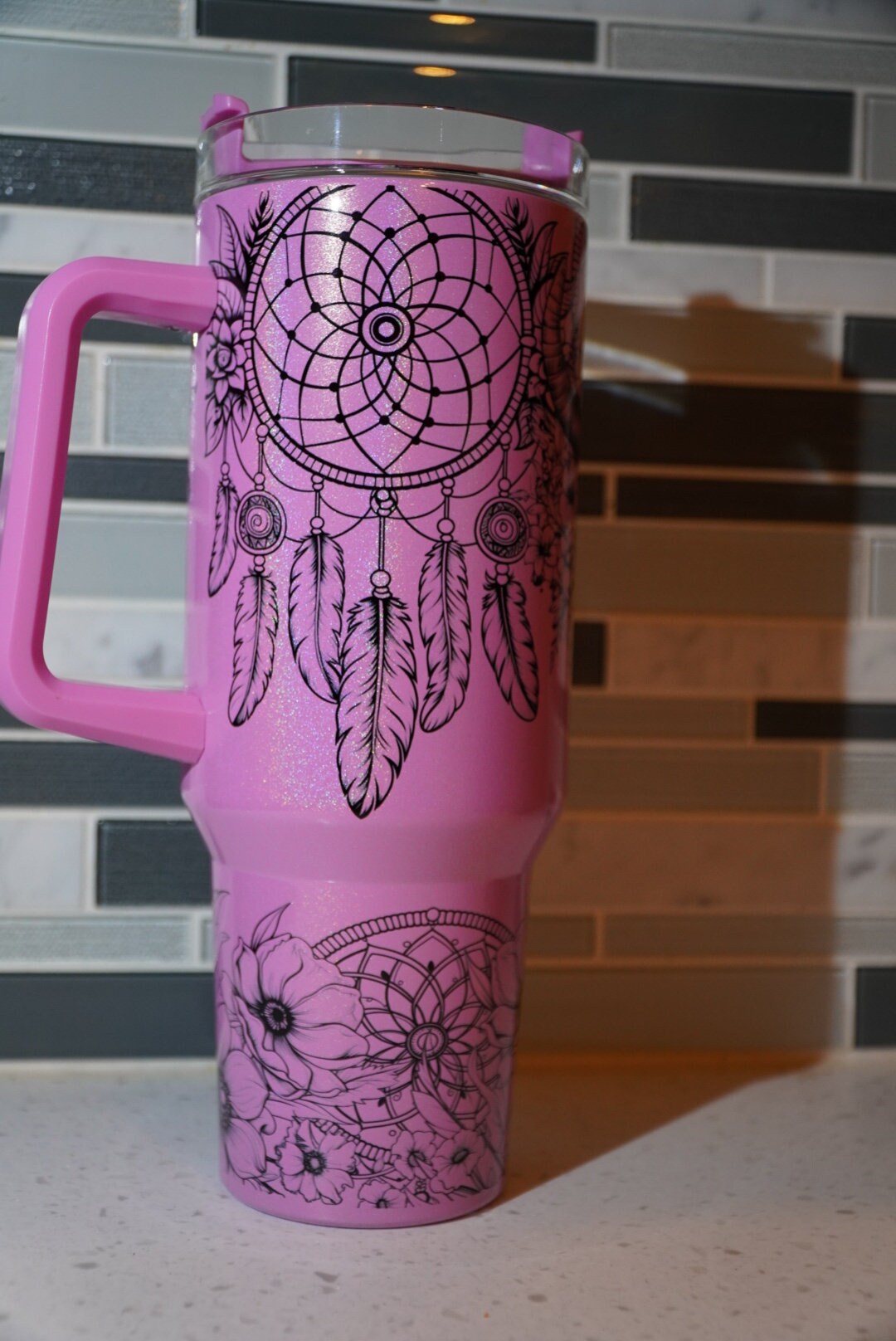 Country**Western**Boho**cow**dreamcatchers**floral**flowers**purple**40 oz Tumbler