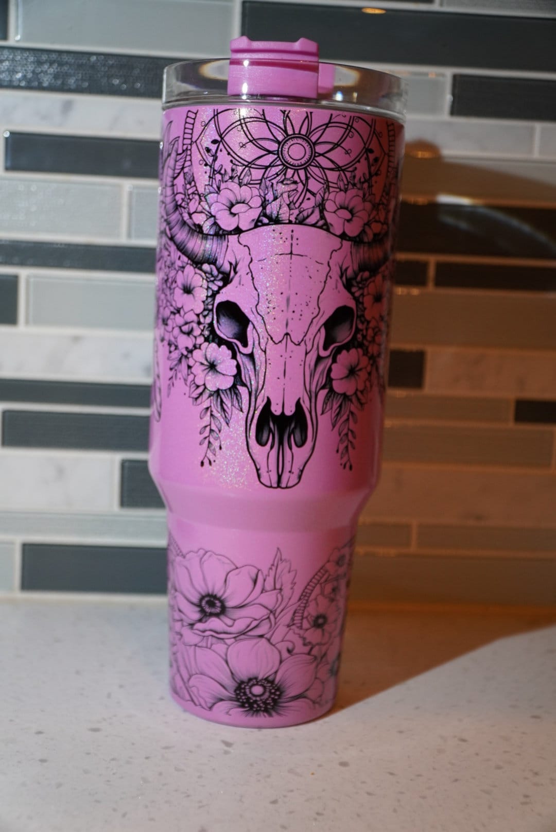 Country**Western**Boho**cow**dreamcatchers**floral**flowers**purple**40 oz Tumbler