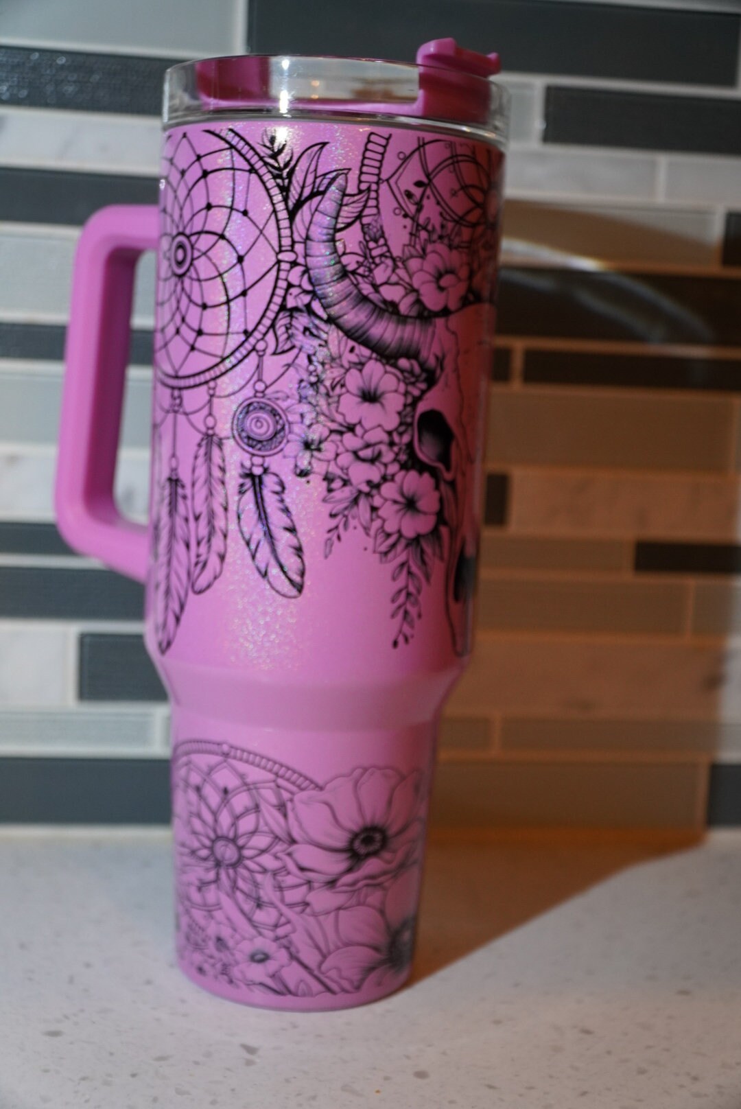 Country**Western**Boho**cow**dreamcatchers**floral**flowers**purple**40 oz Tumbler