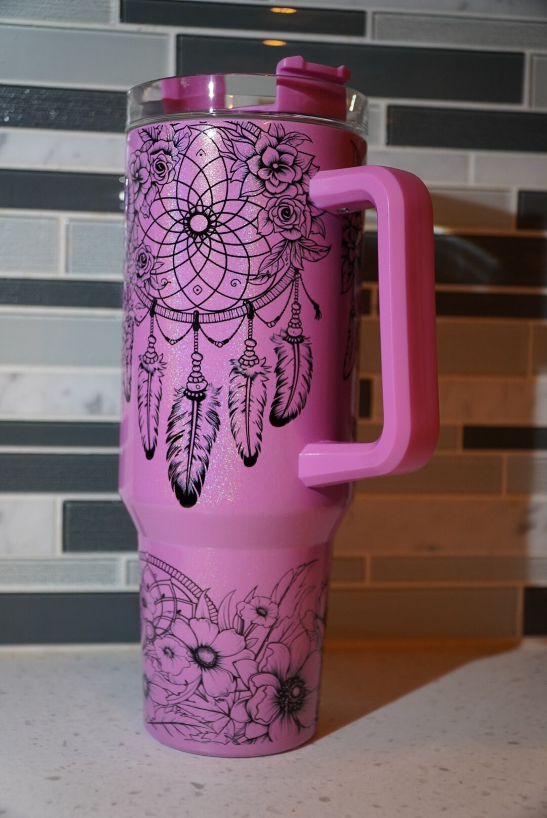 Country**Western**Boho**cow**dreamcatchers**floral**flowers**purple**40 oz Tumbler