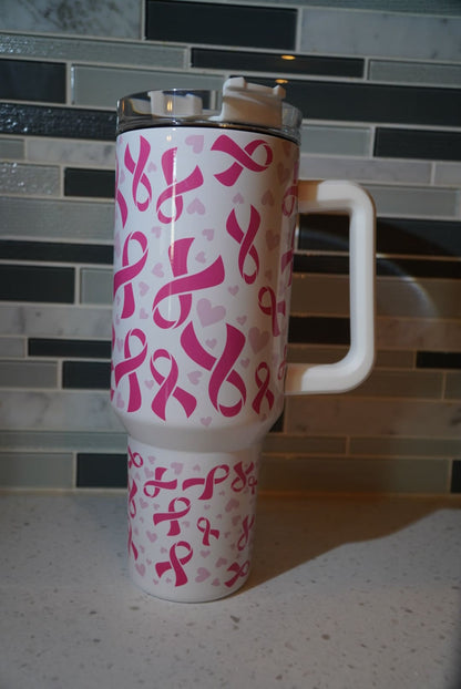 Breast cacncer**pink ribbon* we wear pink in October**40 oz Tumbler