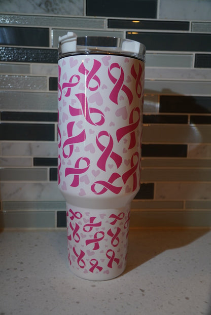 Breast cacncer**pink ribbon* we wear pink in October**40 oz Tumbler