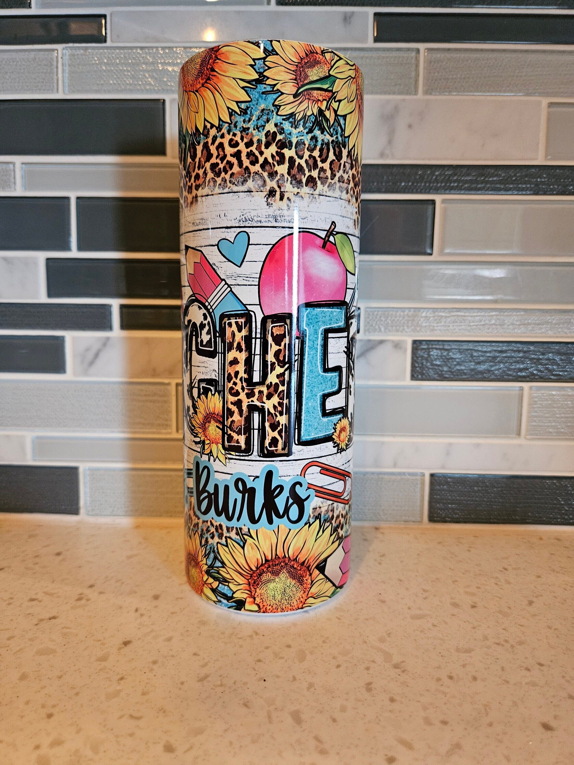 Teacher**pencil**cheetah**sunflowers**20oz**Tumbler**