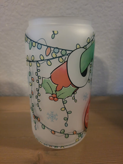 16 oz frosted cup glass**Coffee***Grinch**Christmas**ornaments**cold cup**reusable cup** cup with lid and straw**Beer cup*