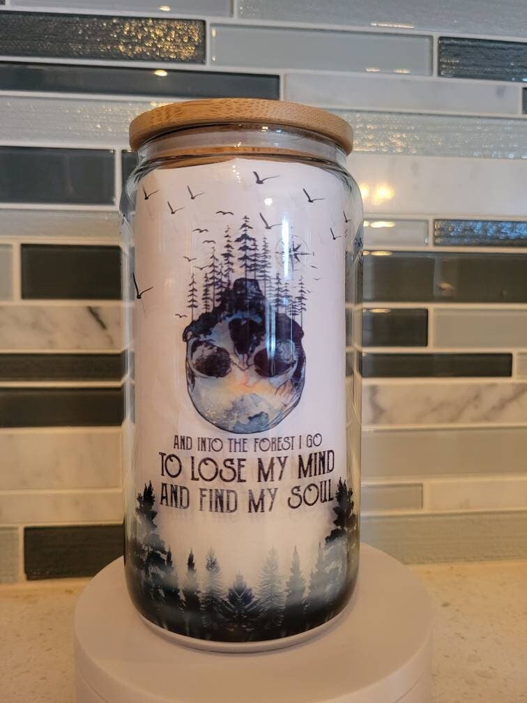 Lose my mind find my soul**16 oz cup glass**cold cup**reusable cup** cup with lid and straw**Beer cup*