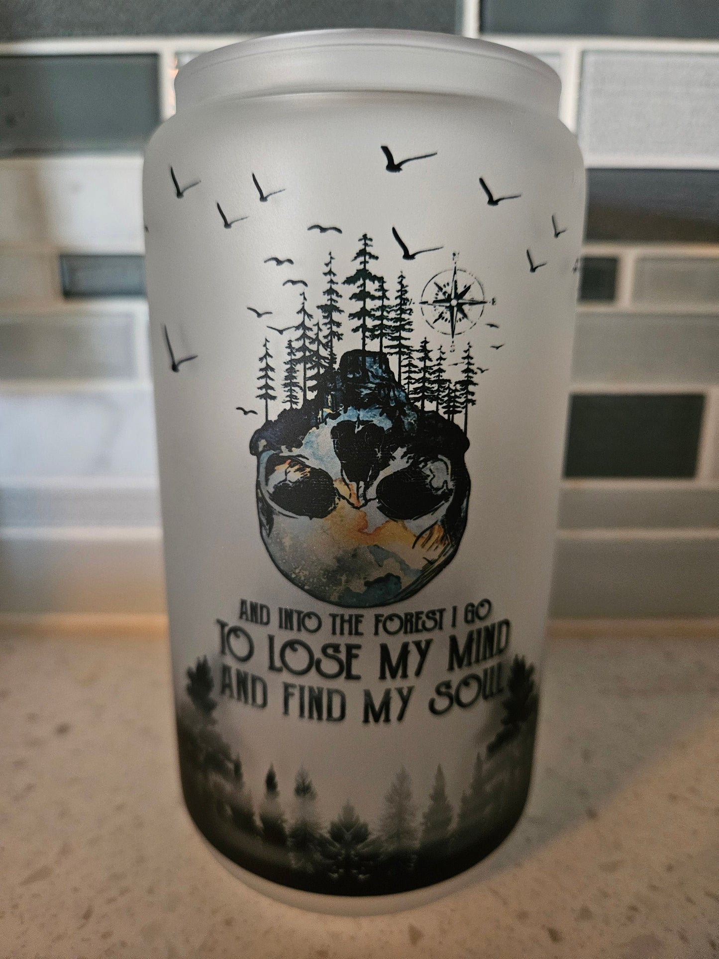 Lose my mind find my soul**16 oz cup glass**cold cup**reusable cup** cup with lid and straw**Beer cup*