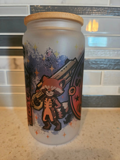 16 oz frosted cup **Guardian**Star Lord**Groot**Rocket**Galaxy**starbucks**cold cup**reusable cup** cup with lid and straw**Beer cup**