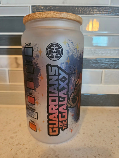 16 oz frosted cup **Guardian**Star Lord**Groot**Rocket**Galaxy**starbucks**cold cup**reusable cup** cup with lid and straw**Beer cup**