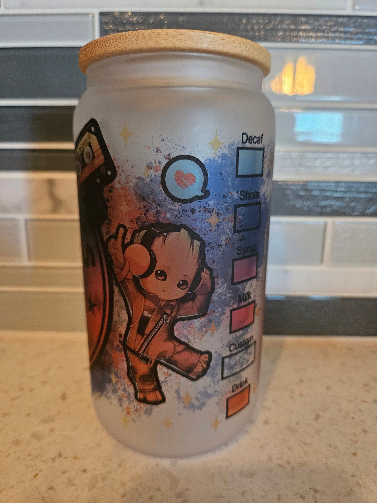 16 oz frosted cup **Guardian**Star Lord**Groot**Rocket**Galaxy**starbucks**cold cup**reusable cup** cup with lid and straw**Beer cup**