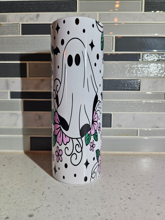 Ghost**floral**bats**20oz Skinny Tumbler**