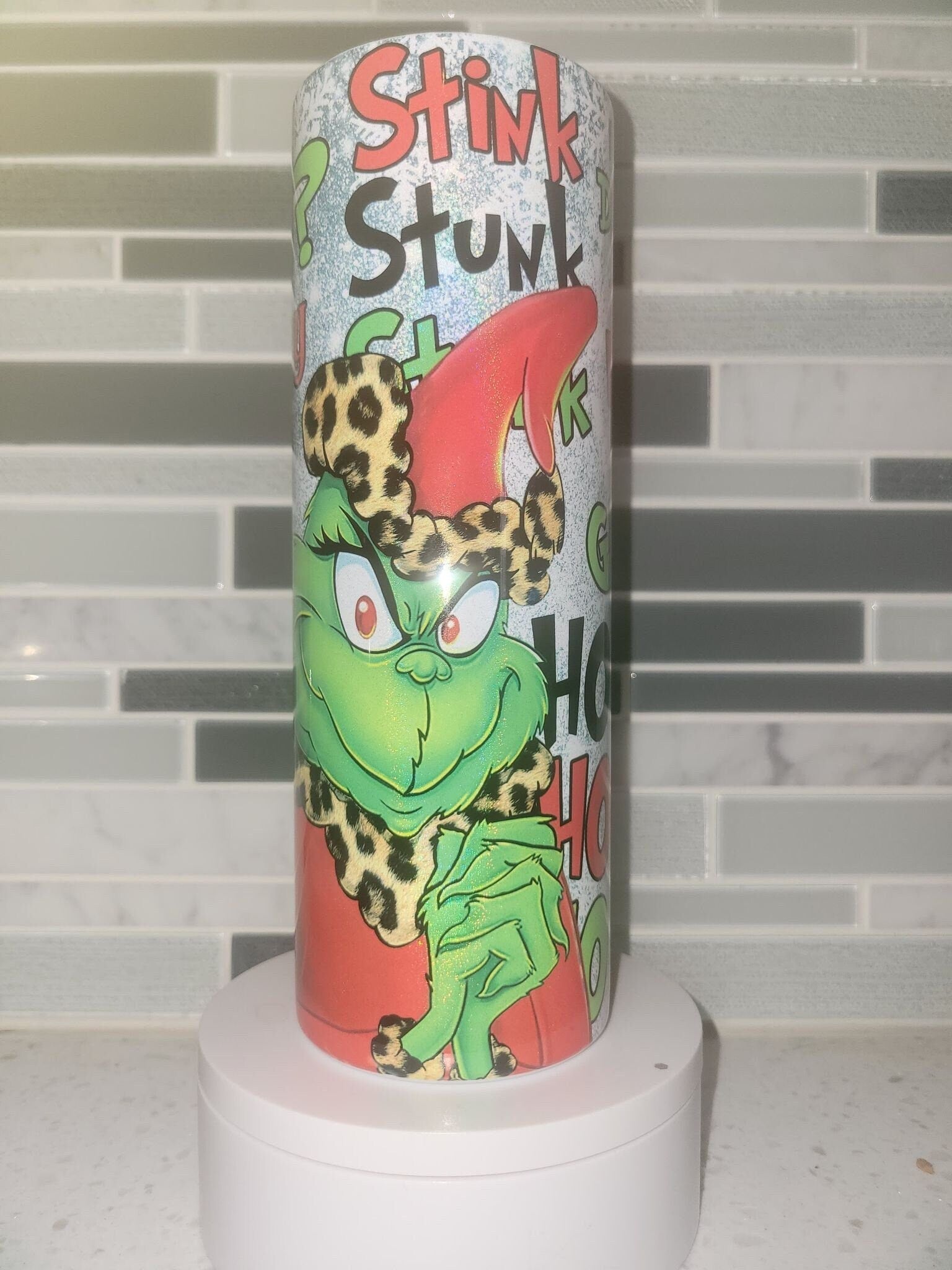 Grinch**Stole**Christimas**Holographic**Shimmer**Glitter**20oz tumbler