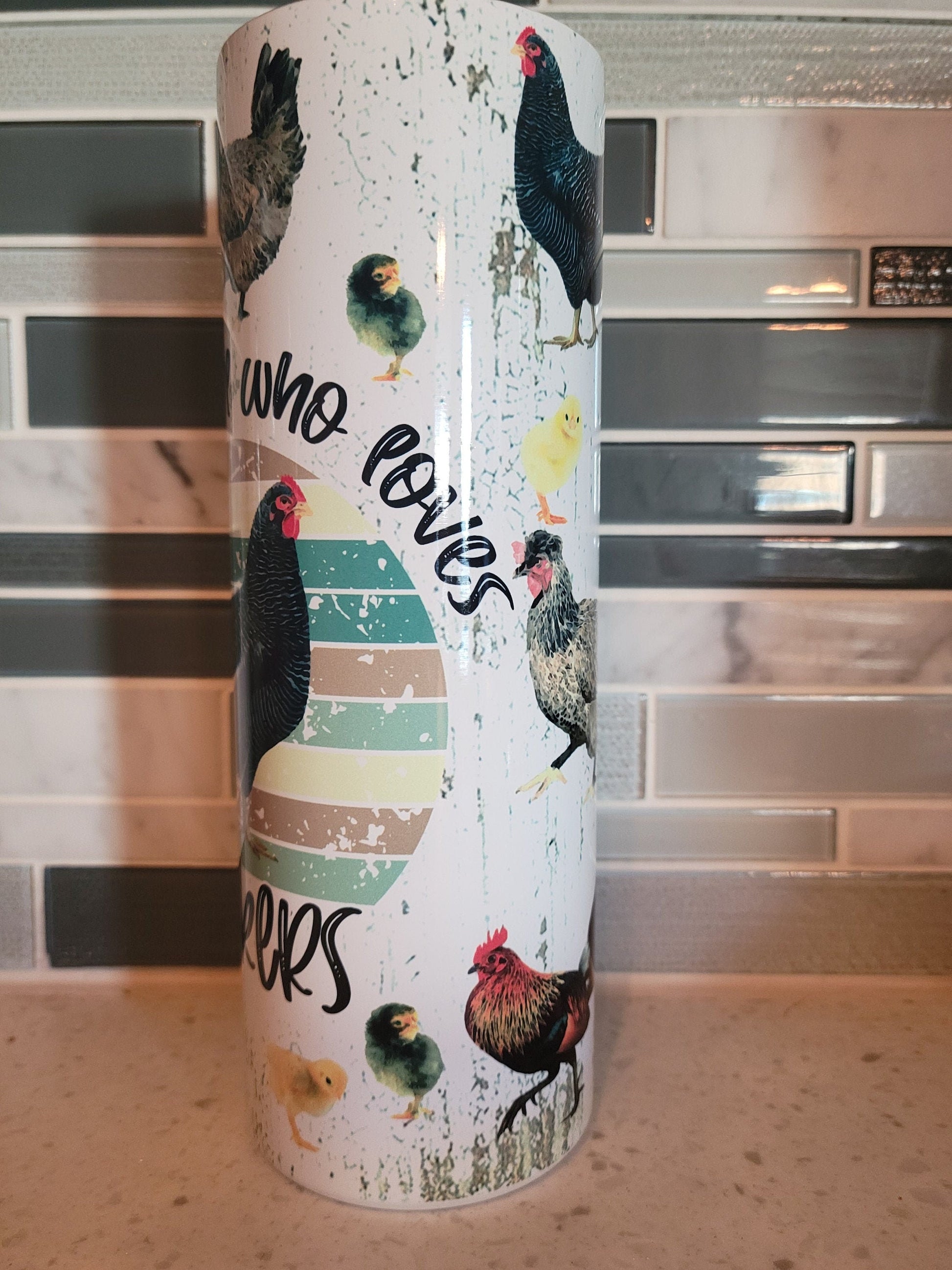 Girl who loves peckers**chicken**20oz Skinny Tumbler**