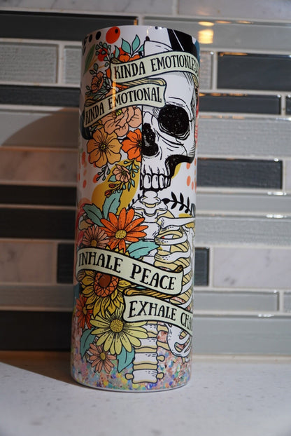 Skull and flowers emotional emotionless floral 20 oz tumbler Floral Skull Boho